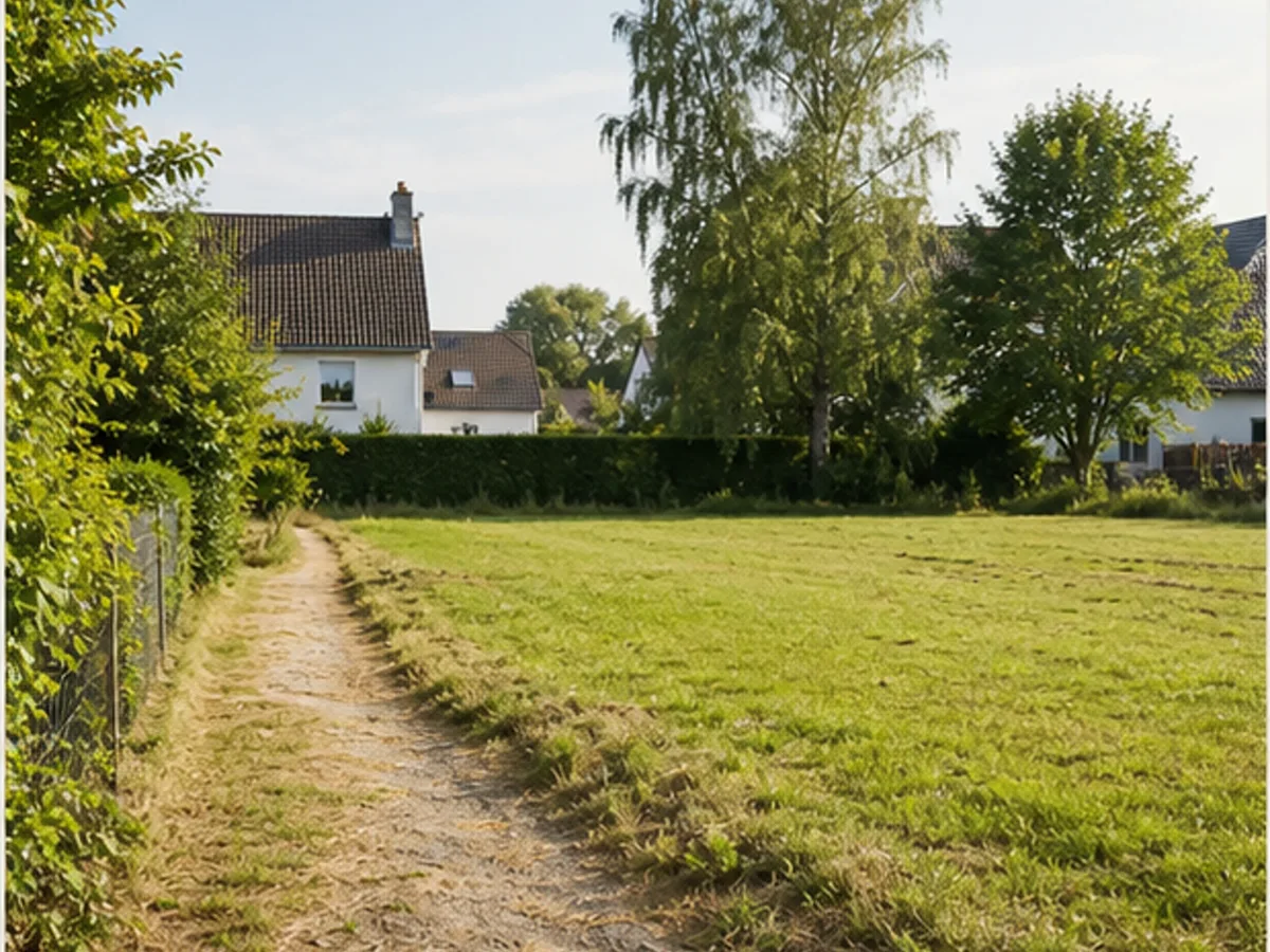 Grundstücksfläche mit Weg und naher Bebauung in Deutschland